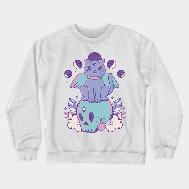 Cool Anime Design, Vintage Style, Cute Cat Crewneck Sweatshirt by LAPublicTees